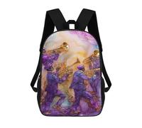 sinyumoney Mochila Infantil Impermeable 3D Jazz Band Painting Artwork 17inch Mochila Escolar Linda Y Casual De Moda Para Niños Y Niñas