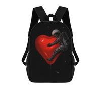sinyumoney Mochila Infantil Impermeable 3D Love in Space Astronaut Heart 17inch Mochila Escolar Linda Y Casual De Moda Para Niños Y Niñas