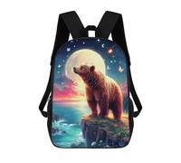 sinyumoney Mochila Infantil Impermeable 3D Magical Bear Sunset Scene -1 17inch Mochila Escolar Linda Y Casual De Moda Para Niños Y Niñas