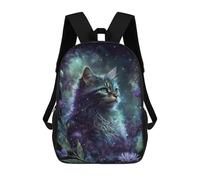 sinyumoney Mochila Infantil Impermeable 3D Magical Celestial Cat Artwork 17inch Mochila Escolar Linda Y Casual De Moda Para Niños Y Niñas