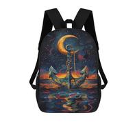 sinyumoney Mochila Infantil Impermeable 3D Magical Night Anchor Art Print 17inch Mochila Escolar Linda Y Casual De Moda Para Niños Y Niñas