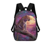 sinyumoney Mochila Infantil Impermeable 3D Moonlit Leopard in Tree 17inch Mochila Escolar Linda Y Casual De Moda Para Niños Y Niñas