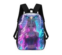 sinyumoney Mochila Infantil Impermeable 3D Neon Girl with Bald Eagle 17inch Mochila Escolar Linda Y Casual De Moda Para Niños Y Niñas