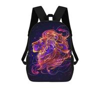 sinyumoney Mochila Infantil Impermeable 3D Neon Lion Artwork 17inch Mochila Escolar Linda Y Casual De Moda Para Niños Y Niñas