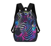 sinyumoney Mochila Infantil Impermeable 3D Neon Zebra Headphones Art Print 17inch Mochila Escolar Linda Y Casual De Moda Para Niños Y Niñas