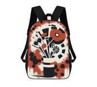 sinyumoney Mochila Infantil Impermeable 3D Olivia Bouquet of Flowers 17inch Mochila Escolar Linda Y Casual De Moda Para Niños Y Niñas