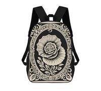 sinyumoney Mochila Infantil Impermeable 3D Ornate Floral Illustration 17inch Mochila Escolar Linda Y Casual De Moda Para Niños Y Niñas
