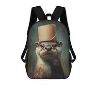 sinyumoney Mochila Infantil Impermeable 3D Otter in Top Hat 17inch Mochila Escolar Linda Y Casual De Moda Para Niños Y Niñas