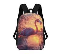 sinyumoney Mochila Infantil Impermeable 3D Pink Flamingo Sunset 17inch Mochila Escolar Linda Y Casual De Moda Para Niños Y Niñas