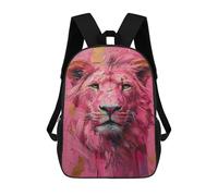 sinyumoney Mochila Infantil Impermeable 3D Pink Lion Abstract Painting 17inch Mochila Escolar Linda Y Casual De Moda Para Niños Y Niñas
