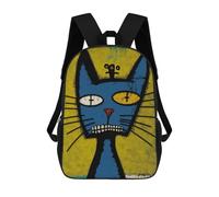 sinyumoney Mochila Infantil Impermeable 3D Pop Art Cat Portrait 17inch Mochila Escolar Linda Y Casual De Moda Para Niños Y Niñas