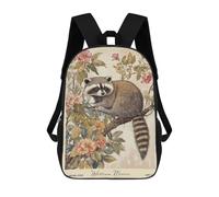 sinyumoney Mochila Infantil Impermeable 3D Raccoon William Morris Floral 17inch Mochila Escolar Linda Y Casual De Moda Para Niños Y Niñas