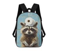 sinyumoney Mochila Infantil Impermeable 3D Raccoon with Toilet Paper Roll on Head 17inch Mochila Escolar Linda Y Casual De Moda Para Niños Y Niñas