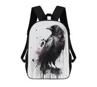 sinyumoney Mochila Infantil Impermeable 3D Raven Watercolor 17inch Mochila Escolar Linda Y Casual De Moda Para Niños Y Niñas