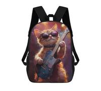 sinyumoney Mochila Infantil Impermeable 3D Rock Star Kitten Guitar -3 17inch Mochila Escolar Linda Y Casual De Moda Para Niños Y Niñas