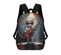 sinyumoney Mochila Infantil Impermeable 3D Rock Star Kitty Guitarist -1 17inch Mochila Escolar Linda Y Casual De Moda Para Niños Y Niñas