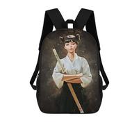 sinyumoney Mochila Infantil Impermeable 3D Samurai Girls 17inch Mochila Escolar Linda Y Casual De Moda Para Niños Y Niñas