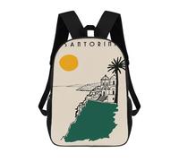 sinyumoney Mochila Infantil Impermeable 3D Santorini Travel Poster Illustration 17inch Mochila Escolar Linda Y Casual De Moda Para Niños Y Niñas