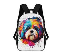 sinyumoney Mochila Infantil Impermeable 3D Shih Tzu Colorful 17inch Mochila Escolar Linda Y Casual De Moda Para Niños Y Niñas
