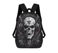 sinyumoney Mochila Infantil Impermeable 3D Skull Headphones Music Art Print 17inch Mochila Escolar Linda Y Casual De Moda Para Niños Y Niñas