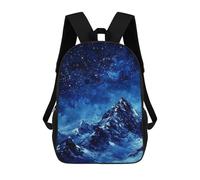 sinyumoney Mochila Infantil Impermeable 3D Snow-Capped Peaks Under Starry Sky 17inch Mochila Escolar Linda Y Casual De Moda Para Niños Y Niñas