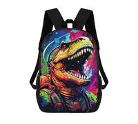 sinyumoney Mochila Infantil Impermeable 3D Space Dinosaur Art Print 17inch Mochila Escolar Linda Y Casual De Moda Para Niños Y Niñas