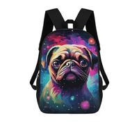 sinyumoney Mochila Infantil Impermeable 3D Space Pug Cosmic Cute -1 17inch Mochila Escolar Linda Y Casual De Moda Para Niños Y Niñas
