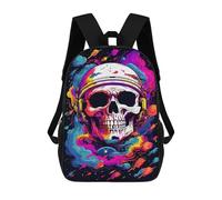 sinyumoney Mochila Infantil Impermeable 3D Space Skull Art Print -2 17inch Mochila Escolar Linda Y Casual De Moda Para Niños Y Niñas
