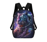 sinyumoney Mochila Infantil Impermeable 3D Space Tiger Adventure -1 17inch Mochila Escolar Linda Y Casual De Moda Para Niños Y Niñas