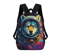 sinyumoney Mochila Infantil Impermeable 3D Space Wolf Adventure 17inch Mochila Escolar Linda Y Casual De Moda Para Niños Y Niñas
