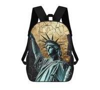 sinyumoney Mochila Infantil Impermeable 3D Statue of Liberty Gold Background 17inch Mochila Escolar Linda Y Casual De Moda Para Niños Y Niñas