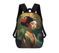 sinyumoney Mochila Infantil Impermeable 3D The Geishas Charm 17inch Mochila Escolar Linda Y Casual De Moda Para Niños Y Niñas