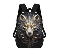 sinyumoney Mochila Infantil Impermeable 3D The Golden Regal Wolf 17inch Mochila Escolar Linda Y Casual De Moda Para Niños Y Niñas