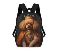 sinyumoney Mochila Infantil Impermeable 3D Toy Poodle The King 17inch Mochila Escolar Linda Y Casual De Moda Para Niños Y Niñas