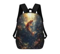 sinyumoney Mochila Infantil Impermeable 3D Underwater Fish with Coral Reef 17inch Mochila Escolar Linda Y Casual De Moda Para Niños Y Niñas