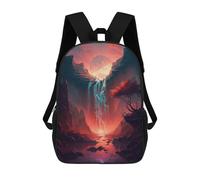 sinyumoney Mochila Infantil Impermeable 3D Volcanic Waterfall Sunset 17inch Mochila Escolar Linda Y Casual De Moda Para Niños Y Niñas
