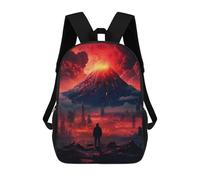 sinyumoney Mochila Infantil Impermeable 3D Volcano Eruption Cityscape 17inch Mochila Escolar Linda Y Casual De Moda Para Niños Y Niñas