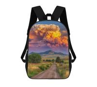 sinyumoney Mochila Infantil Impermeable 3D Volcano Eruption in Rural Area 17inch Mochila Escolar Linda Y Casual De Moda Para Niños Y Niñas
