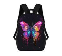 sinyumoney Mochila Infantil Impermeable 3D Watercolored Butterfly 17inch Mochila Escolar Linda Y Casual De Moda Para Niños Y Niñas