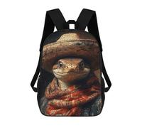 sinyumoney Mochila Infantil Impermeable 3D Western Lizard in Hat 17inch Mochila Escolar Linda Y Casual De Moda Para Niños Y Niñas