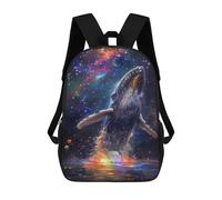 sinyumoney Mochila Infantil Impermeable 3D Whale in Space Fantasy 17inch Mochila Escolar Linda Y Casual De Moda Para Niños Y Niñas