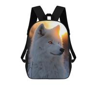 sinyumoney Mochila Infantil Impermeable 3D White Wolf Portrait at Sunset 17inch Mochila Escolar Linda Y Casual De Moda Para Niños Y Niñas