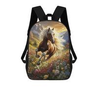 sinyumoney Mochila Infantil Impermeable 3D Wildflower Meadow Horse Run 17inch Mochila Escolar Linda Y Casual De Moda Para Niños Y Niñas