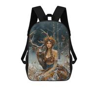 sinyumoney Mochila Infantil Impermeable 3D Winter Forest Fantasy 17inch Mochila Escolar Linda Y Casual De Moda Para Niños Y Niñas