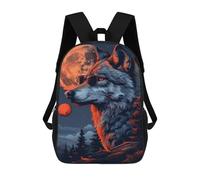 sinyumoney Mochila Infantil Impermeable 3D Wolf with Sunglasses Art Print 17inch Mochila Escolar Linda Y Casual De Moda Para Niños Y Niñas
