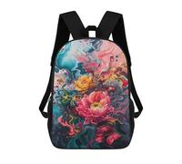 sinyumoney Mochila Infantil Impresa En 3D 17inch Abstract Floral Art Print Mochila Escolar Ligera De Viaje De Moda Para Niños Y Estudiantes