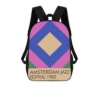 sinyumoney Mochila Infantil Impresa En 3D 17inch Amsterdam Jazz Festival 1982 Poster Mochila Escolar Ligera De Viaje De Moda Para Niños Y Estudiantes