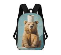 sinyumoney Mochila Infantil Impresa En 3D 17inch Bear with Toilet Paper on Head Mochila Escolar Ligera De Viaje De Moda Para Niños Y Estudiantes