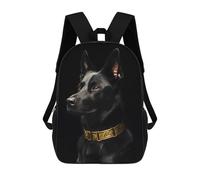 sinyumoney Mochila Infantil Impresa En 3D 17inch Black & Gold Belgian Malinois Mochila Escolar Ligera De Viaje De Moda Para Niños Y Estudiantes