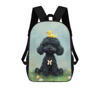 sinyumoney Mochila Infantil Impresa En 3D 17inch Black Poodle with Yellow Duck -3 Mochila Escolar Ligera De Viaje De Moda Para Niños Y Estudiantes